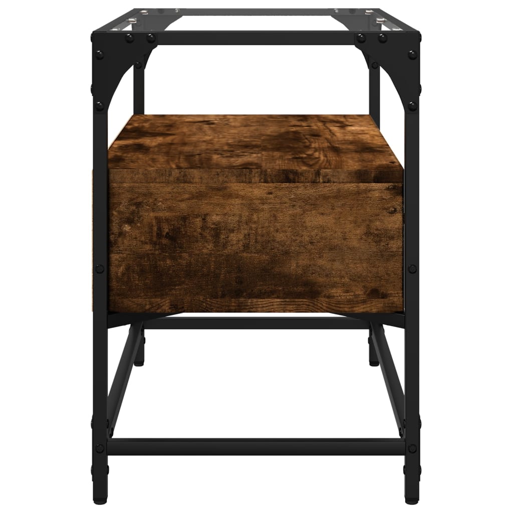 vidaXL TV Cabinet with Glass Top Smoked Oak 60x35x51cm Engineered Wood