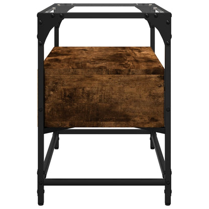 vidaXL TV Cabinet with Glass Top Smoked Oak 60x35x51cm Engineered Wood