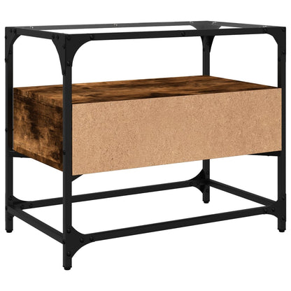 vidaXL TV Cabinet with Glass Top Smoked Oak 60x35x51cm Engineered Wood