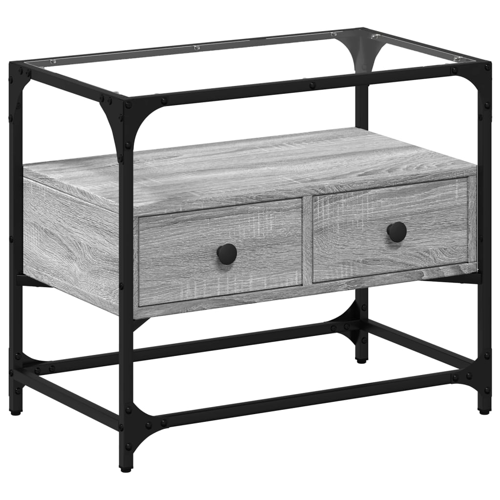 vidaXL TV Cabinet with Glass Top Grey Sonoma 60x35x51 cm