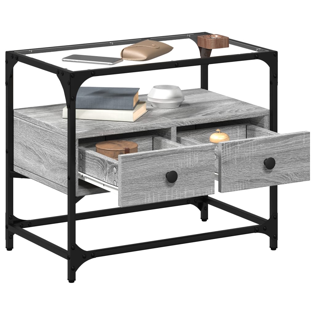 vidaXL TV Cabinet with Glass Top Grey Sonoma 60x35x51 cm