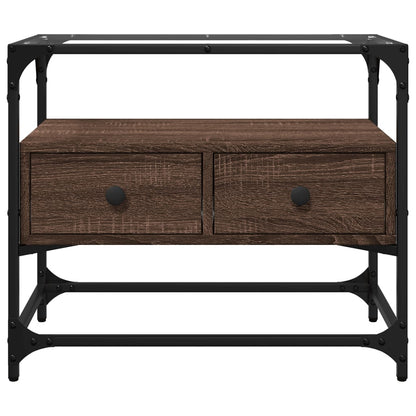 vidaXL TV Cabinet with Glass Top Brown Oak 60x35x51 cm Engineered Wood