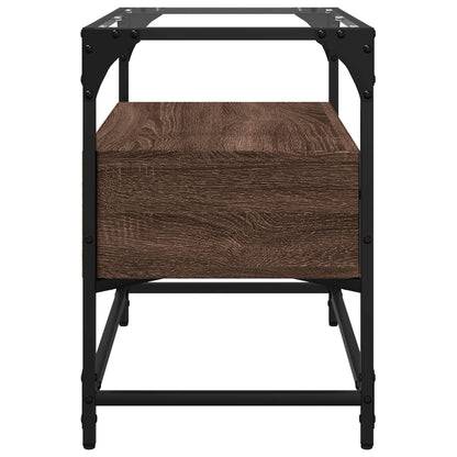 vidaXL TV Cabinet with Glass Top Brown Oak 60x35x51 cm Engineered Wood