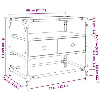 vidaXL TV Cabinet with Glass Top Brown Oak 60x35x51 cm Engineered Wood