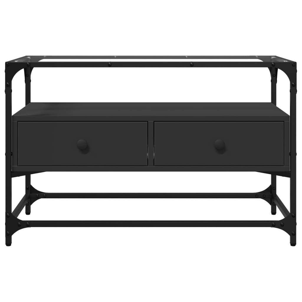 vidaXL TV Cabinet with Glass Top Black 80x35x51 cm Engineered Wood