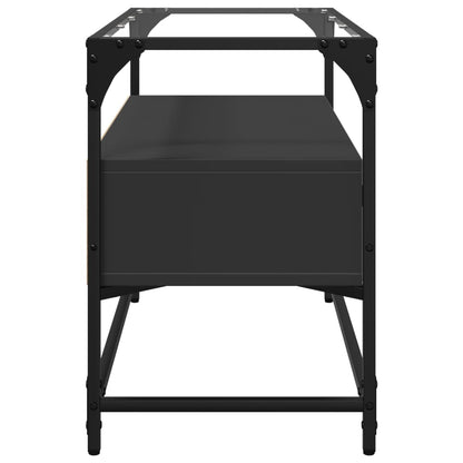 vidaXL TV Cabinet with Glass Top Black 80x35x51 cm Engineered Wood