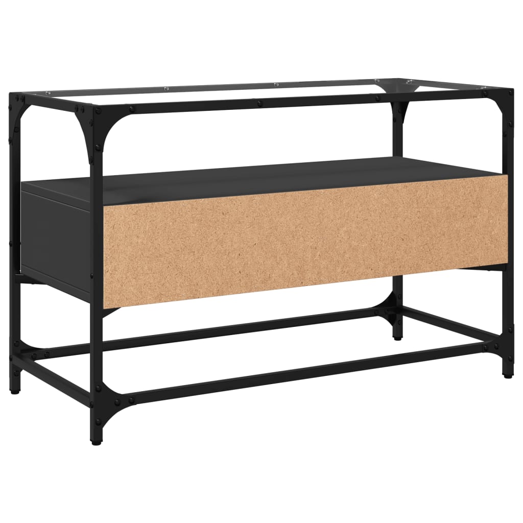 vidaXL TV Cabinet with Glass Top Black 80x35x51 cm Engineered Wood