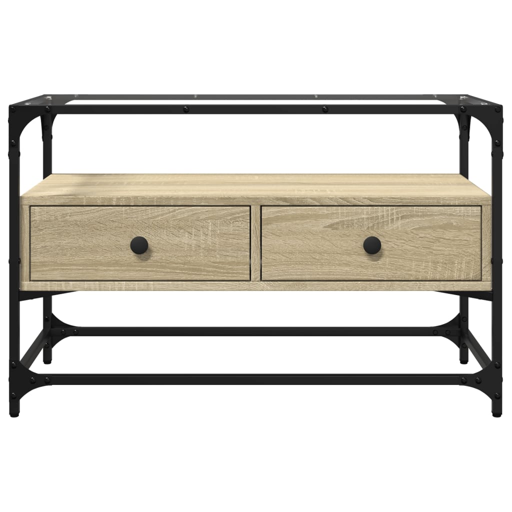 vidaXL TV Cabinet with Glass Top Sonoma Oak 80x35x51cm Engineered Wood