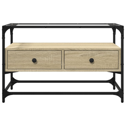 vidaXL TV Cabinet with Glass Top Sonoma Oak 80x35x51cm Engineered Wood