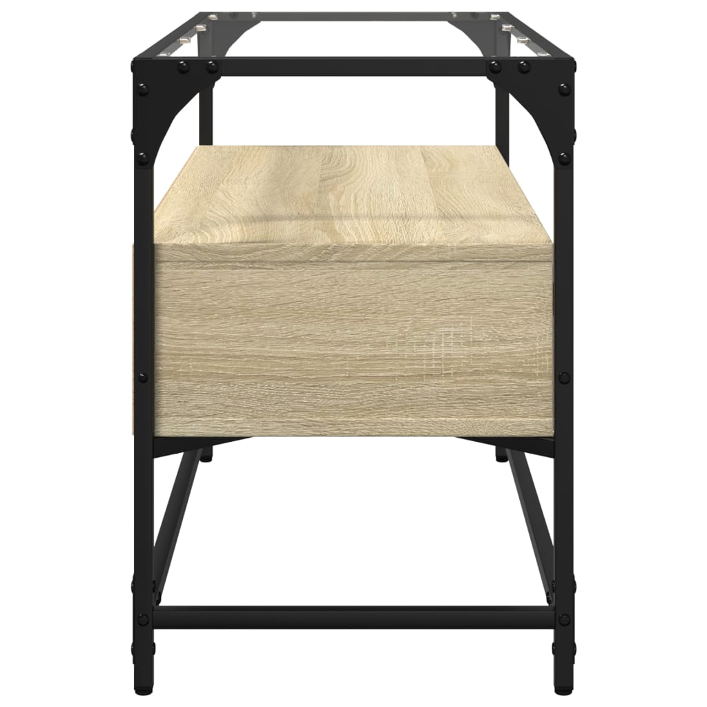 vidaXL TV Cabinet with Glass Top Sonoma Oak 80x35x51cm Engineered Wood