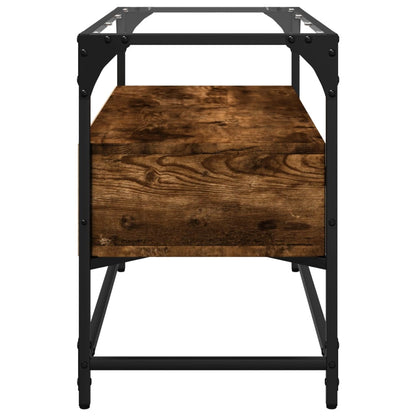 vidaXL TV Cabinet with Glass Top Smoked Oak 80x35x51cm Engineered Wood