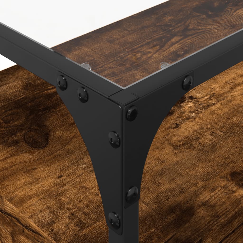 vidaXL TV Cabinet with Glass Top Smoked Oak 80x35x51cm Engineered Wood