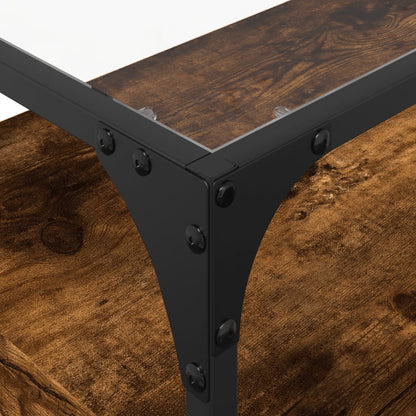 vidaXL TV Cabinet with Glass Top Smoked Oak 80x35x51cm Engineered Wood