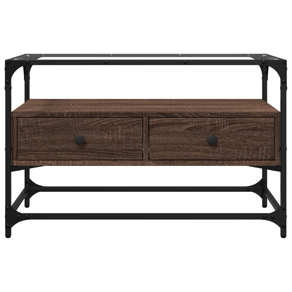 vidaXL TV Cabinet with Glass Top Brown Oak 80x35x51 cm Engineered Wood