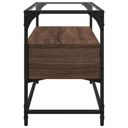vidaXL TV Cabinet with Glass Top Brown Oak 80x35x51 cm Engineered Wood