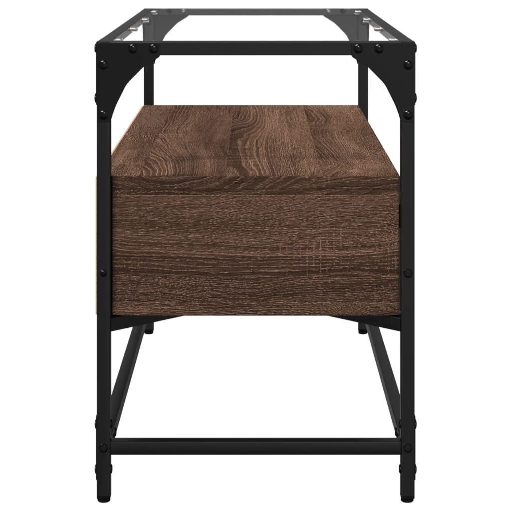 vidaXL TV Cabinet with Glass Top Brown Oak 80x35x51 cm Engineered Wood