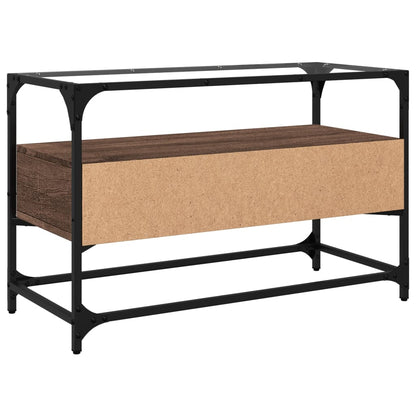 vidaXL TV Cabinet with Glass Top Brown Oak 80x35x51 cm Engineered Wood