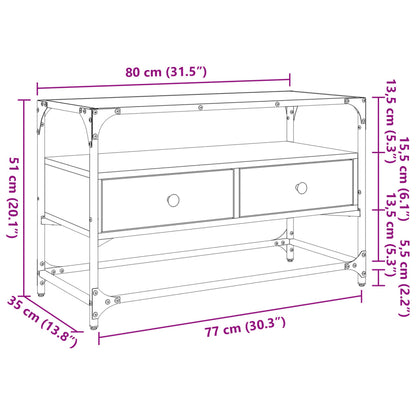 vidaXL TV Cabinet with Glass Top Brown Oak 80x35x51 cm Engineered Wood