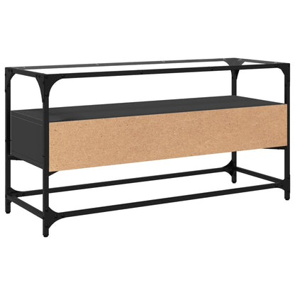 vidaXL TV Cabinet with Glass Top Black 98x35x51 cm Engineered Wood