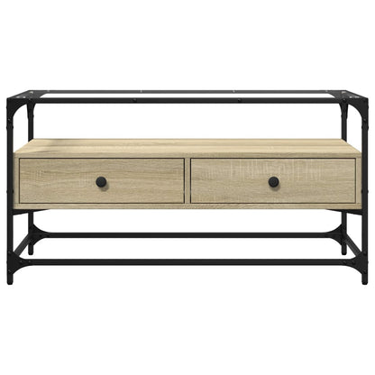 vidaXL TV Cabinet with Glass Top Sonoma Oak 98x35x51 cm Engineered Wood