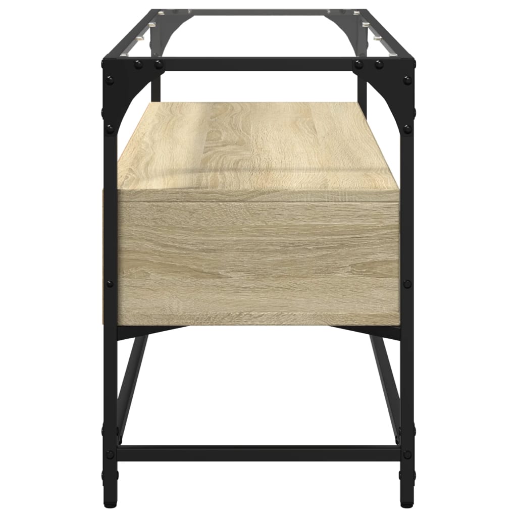 vidaXL TV Cabinet with Glass Top Sonoma Oak 98x35x51 cm Engineered Wood