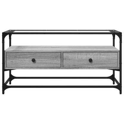 vidaXL TV Cabinet with Glass Top Grey Sonoma 98x35x51 cm Engineered Wood