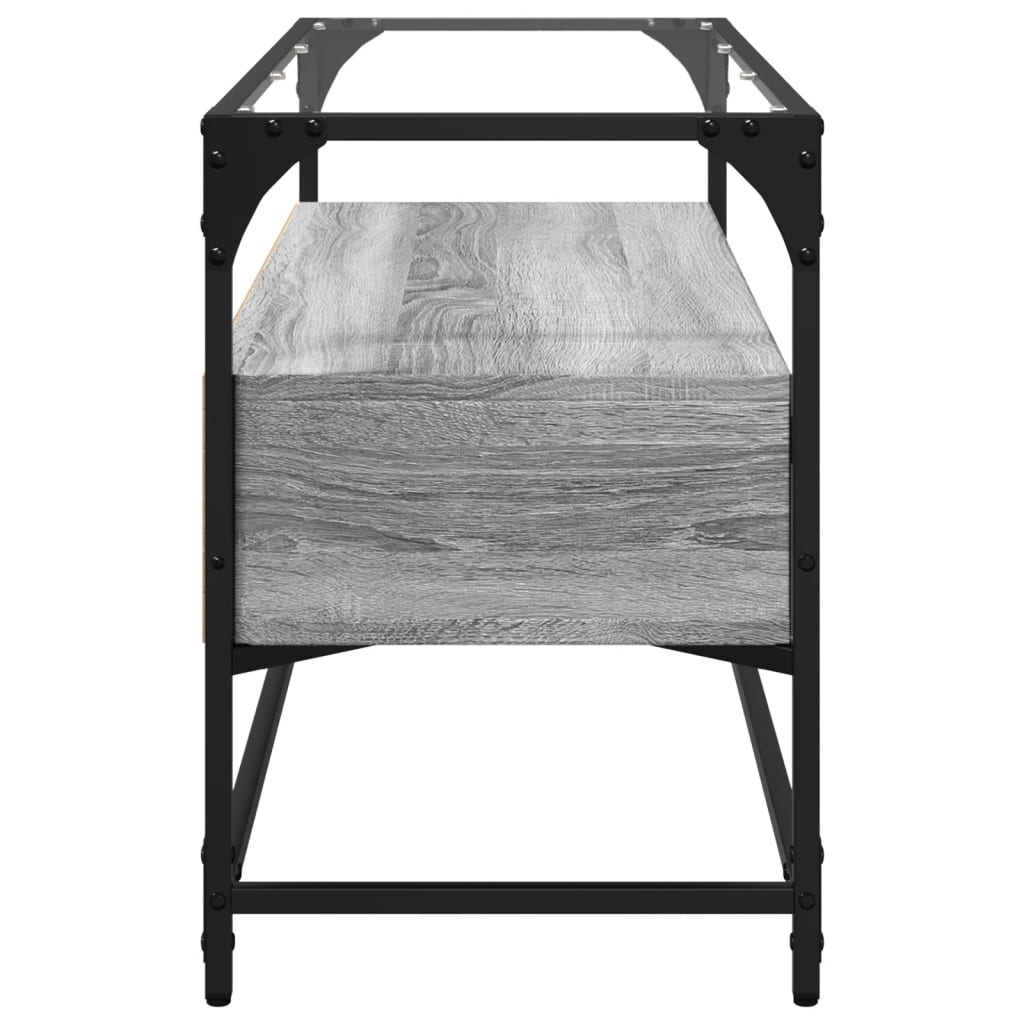 vidaXL TV Cabinet with Glass Top Grey Sonoma 98x35x51 cm Engineered Wood