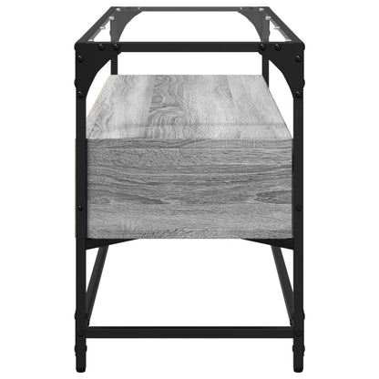 vidaXL TV Cabinet with Glass Top Grey Sonoma 98x35x51 cm Engineered Wood