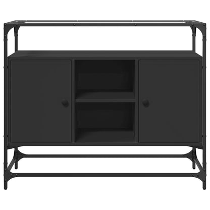 vidaXL Sideboard with Glass Top Black 98x35x81 cm Engineered Wood