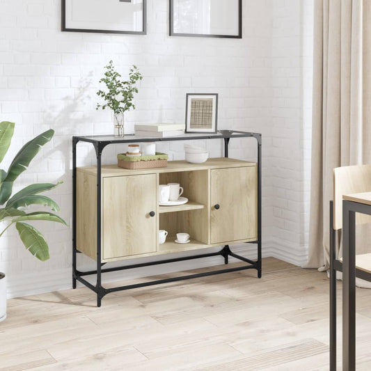 vidaXL Sideboard with Glass Top Sonoma Oak 98x35x81 cm Engineered Wood