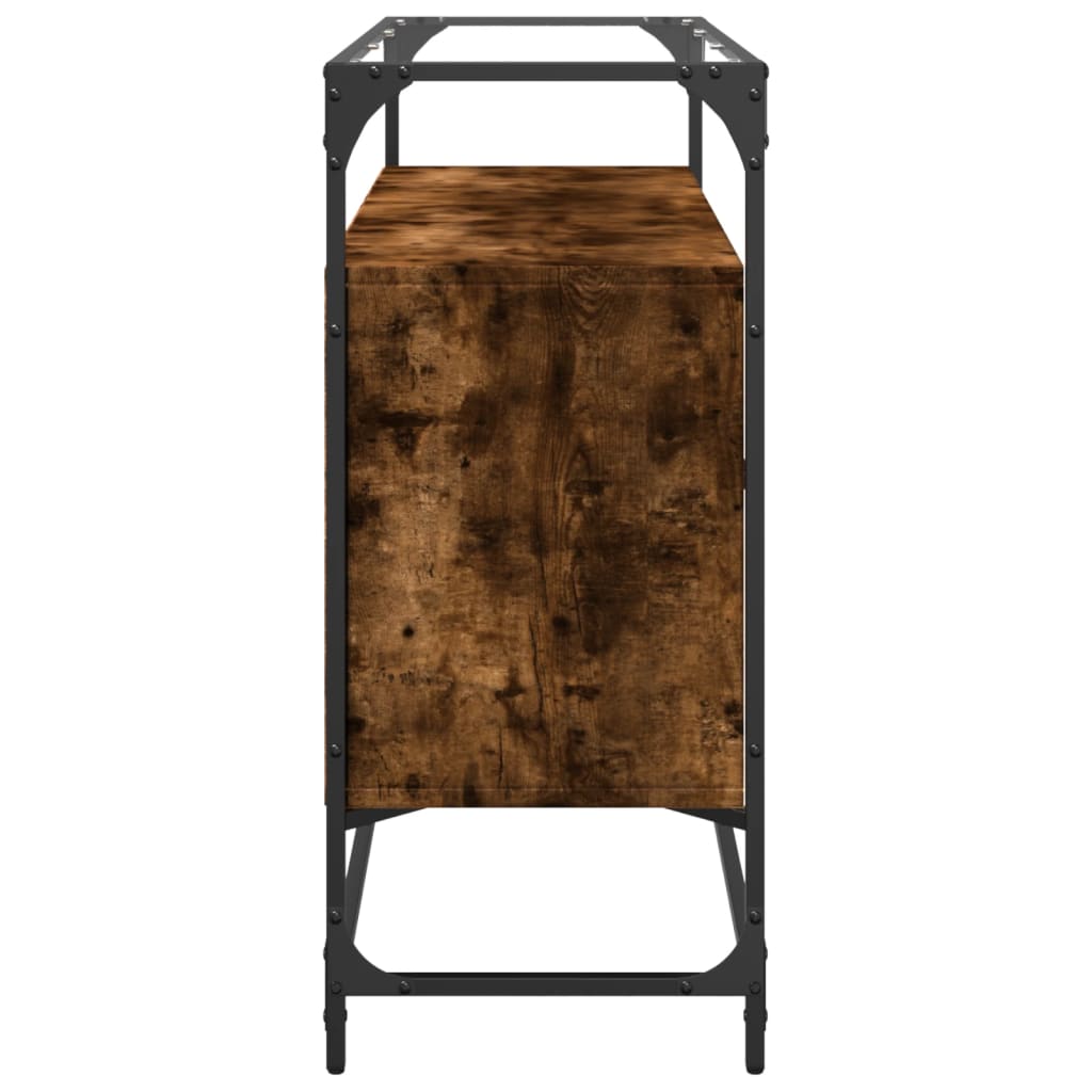 vidaXL Sideboard with Glass Top Smoked Oak 98x35x81 cm Engineered Wood