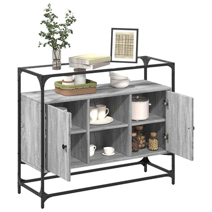 vidaXL Sideboard with Glass Top Grey Sonoma 98x35x81 cm Engineered Wood