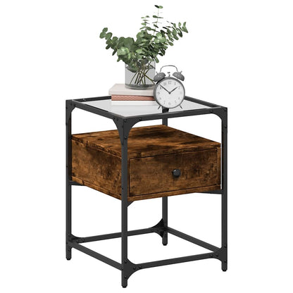 vidaXL Bedside Cabinet Smoked Oak 40x40x55 cm Engineered Wood