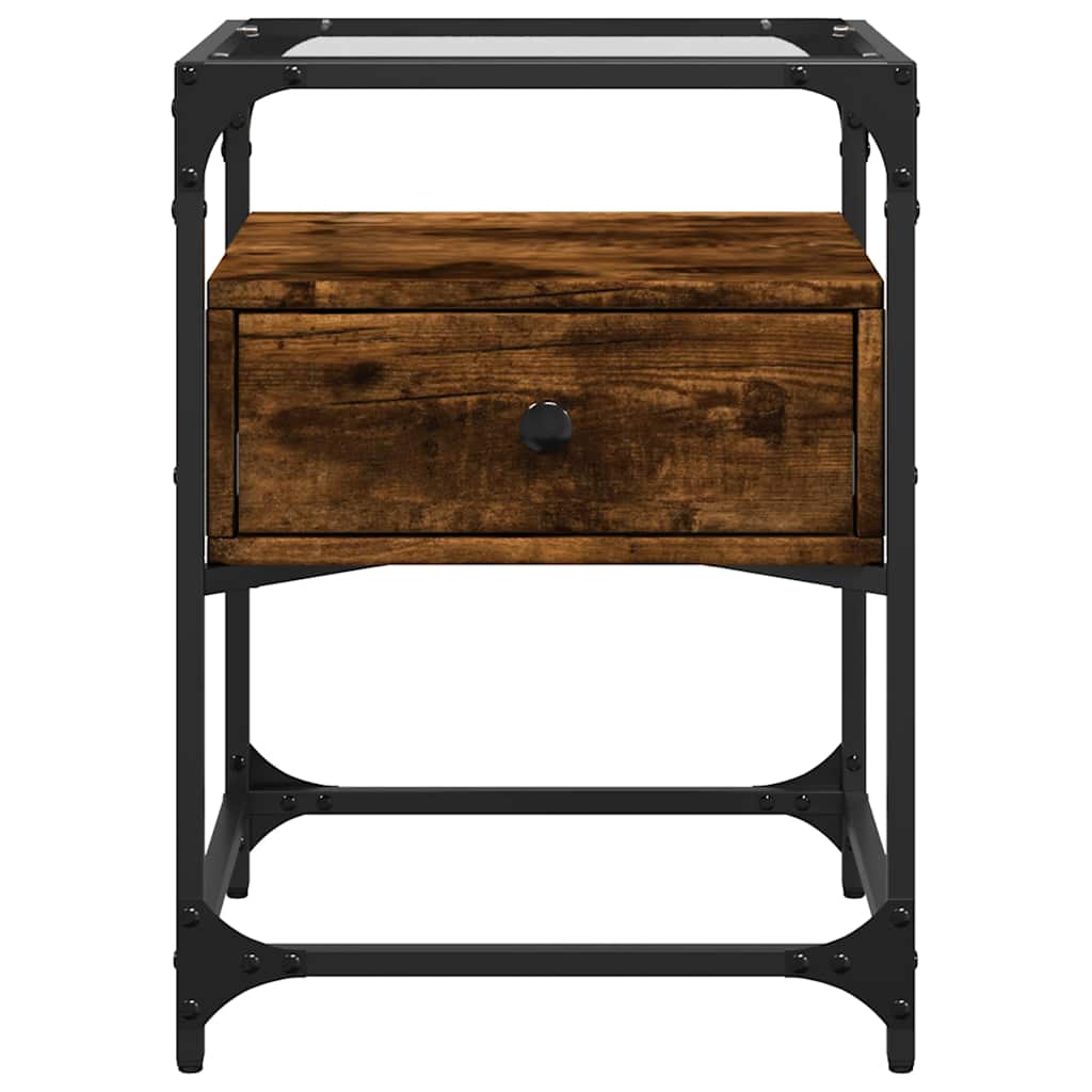 vidaXL Bedside Cabinet Smoked Oak 40x40x55 cm Engineered Wood