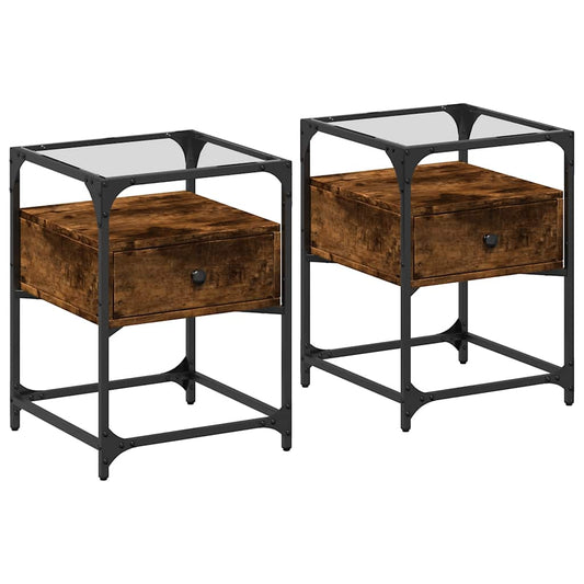 vidaXL Bedside Cabinets 2 pcs Smoked Oak 40x40x55 cm Engineered Wood