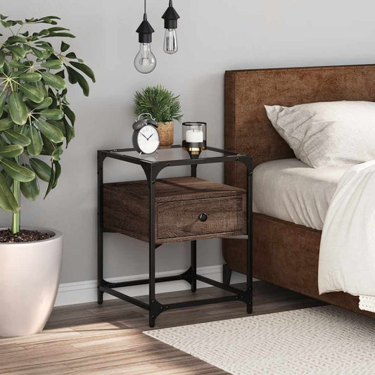 vidaXL Bedside Cabinet Brown Oak 40x40x55 cm Engineered Wood