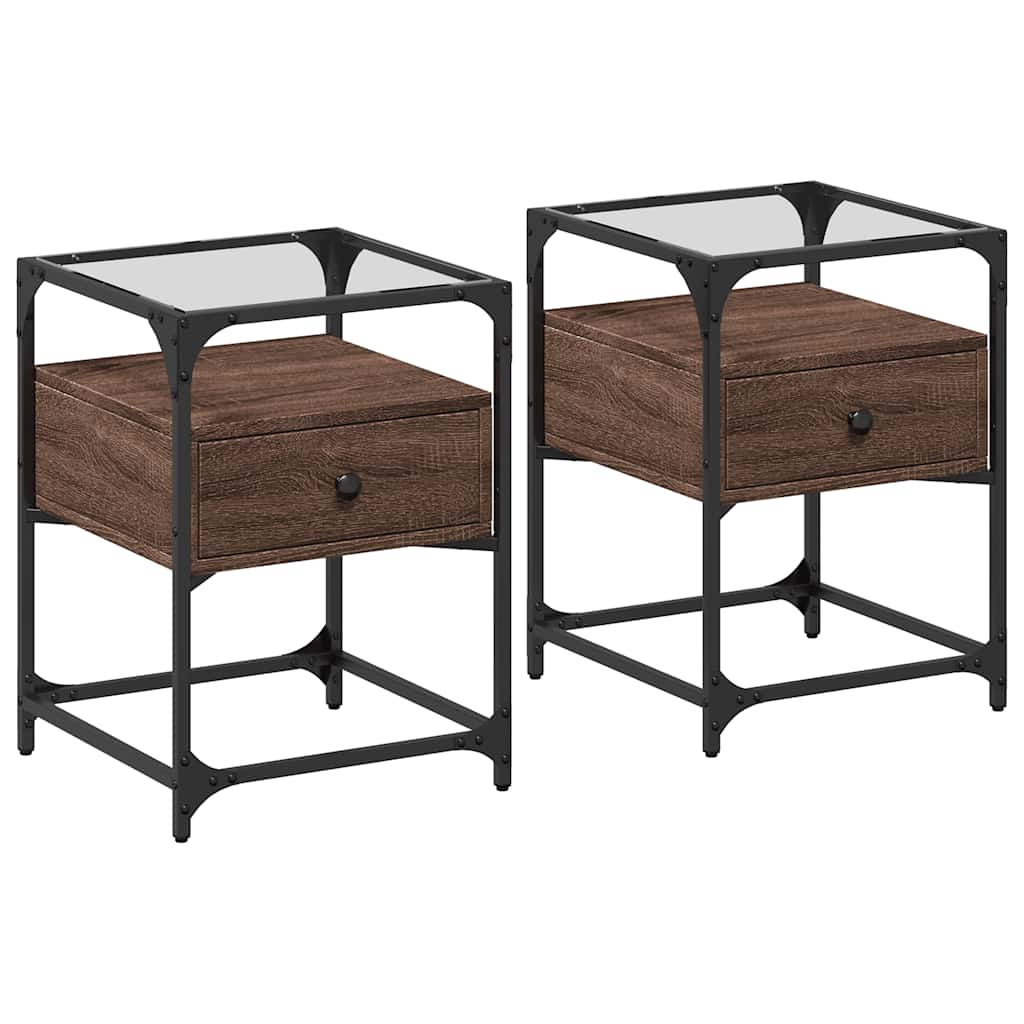 vidaXL Bedside Cabinets 2 pcs Brown Oak 40x40x55 cm Engineered Wood