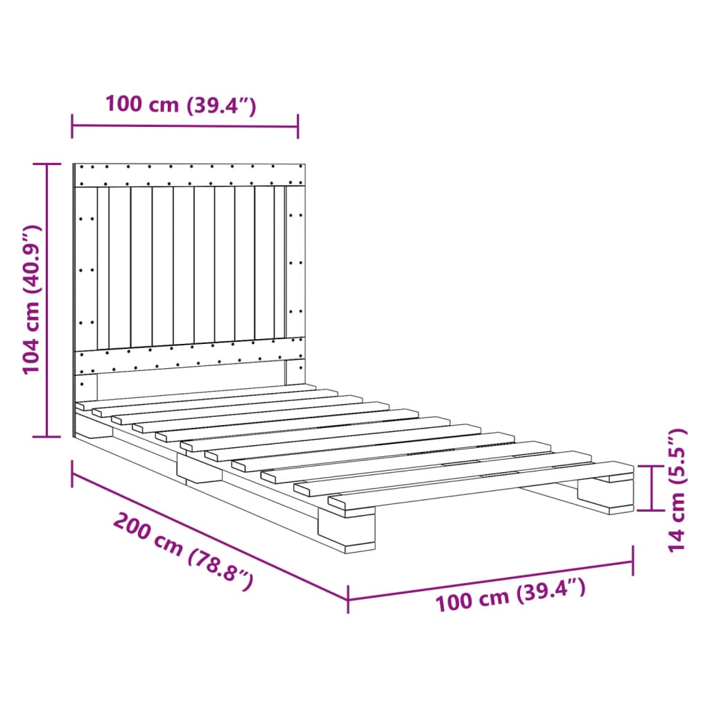 vidaXL Bed Frame | Natural Pine | Solid Wood | Single | Durable | Rectangular