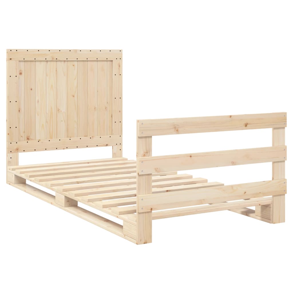 vidaXL Bed Frame without Mattress with Headboard 100x200 cm Solid Wood