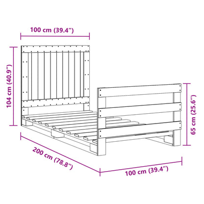 vidaXL Bed Frame without Mattress with Headboard 100x200 cm Solid Wood