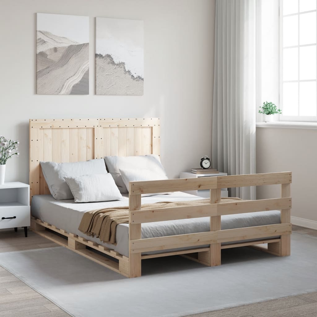 vidaXL Bed Frame without Mattress with Headboard 140x200 cm Solid Wood