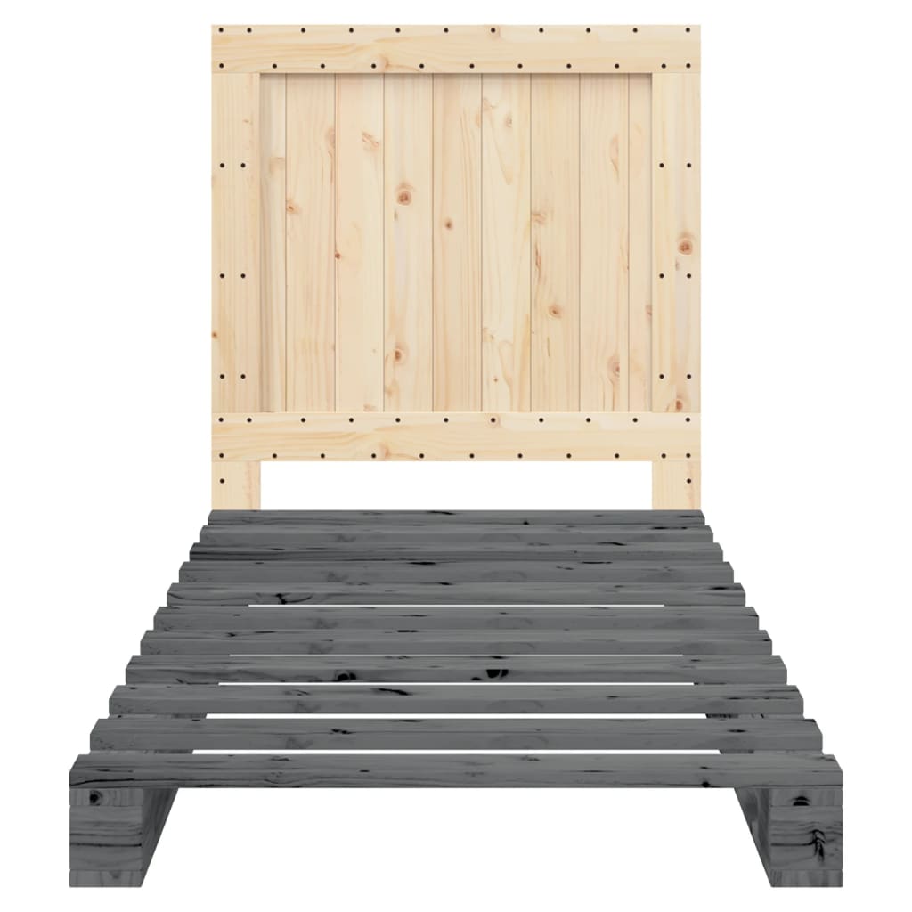 vidaXL Bed Frame without Mattress  Grey 90x200 cm Solid Wood Pine