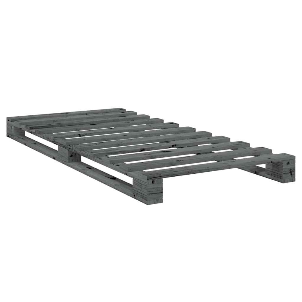 vidaXL Bed Frame without Mattress  Grey 90x200 cm Solid Wood Pine