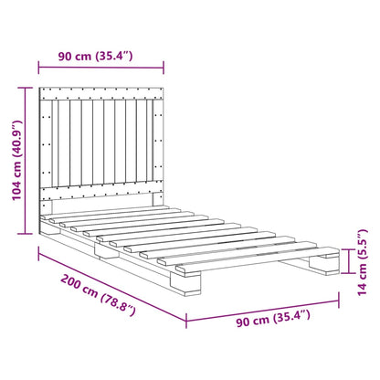 vidaXL Bed Frame without Mattress  Grey 90x200 cm Solid Wood Pine