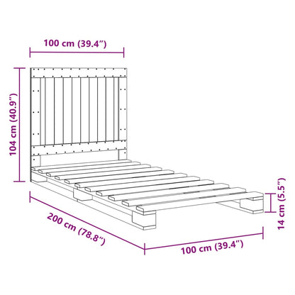 vidaXL Bed Frame without Mattress  Grey 100x200 cm Solid Wood Pine