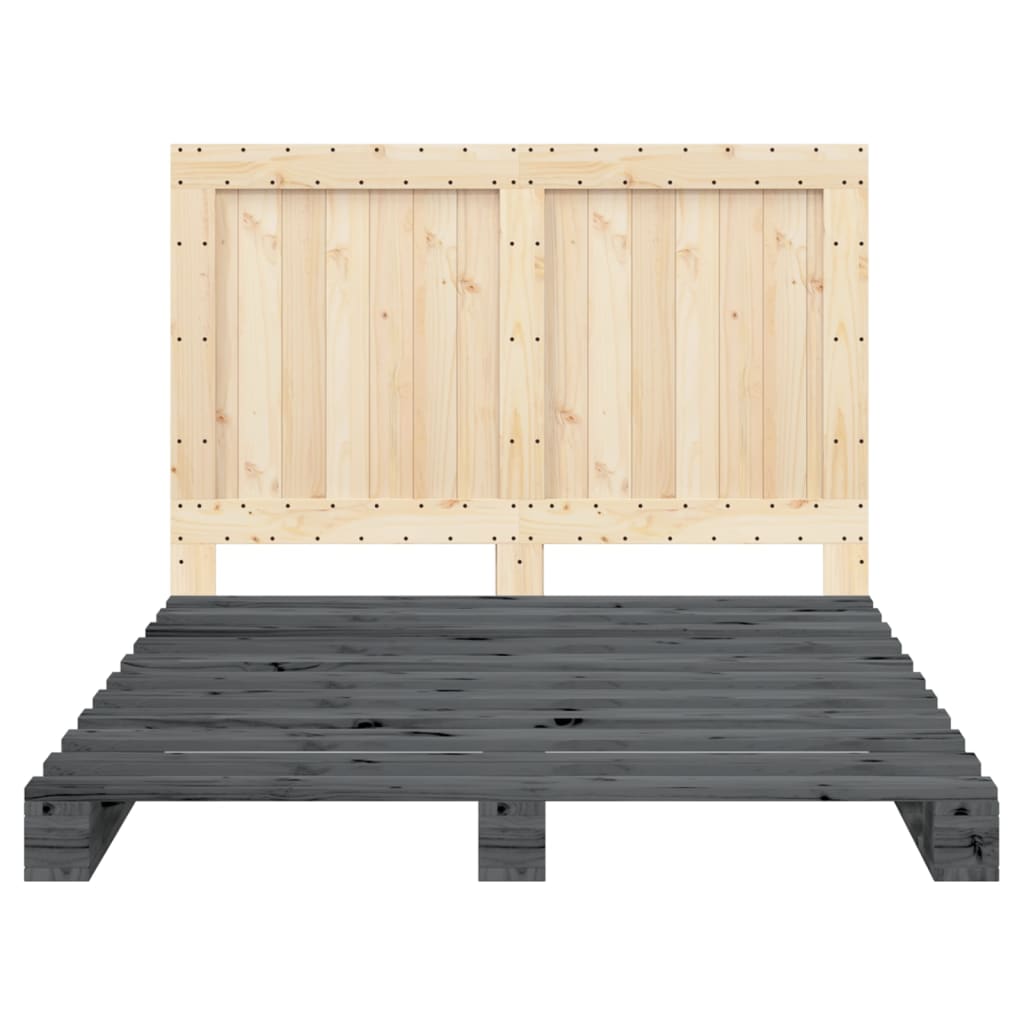 vidaXL Bed Frame | Grey | Solid pinewood | 140 x 200 cm | Bed Frame
