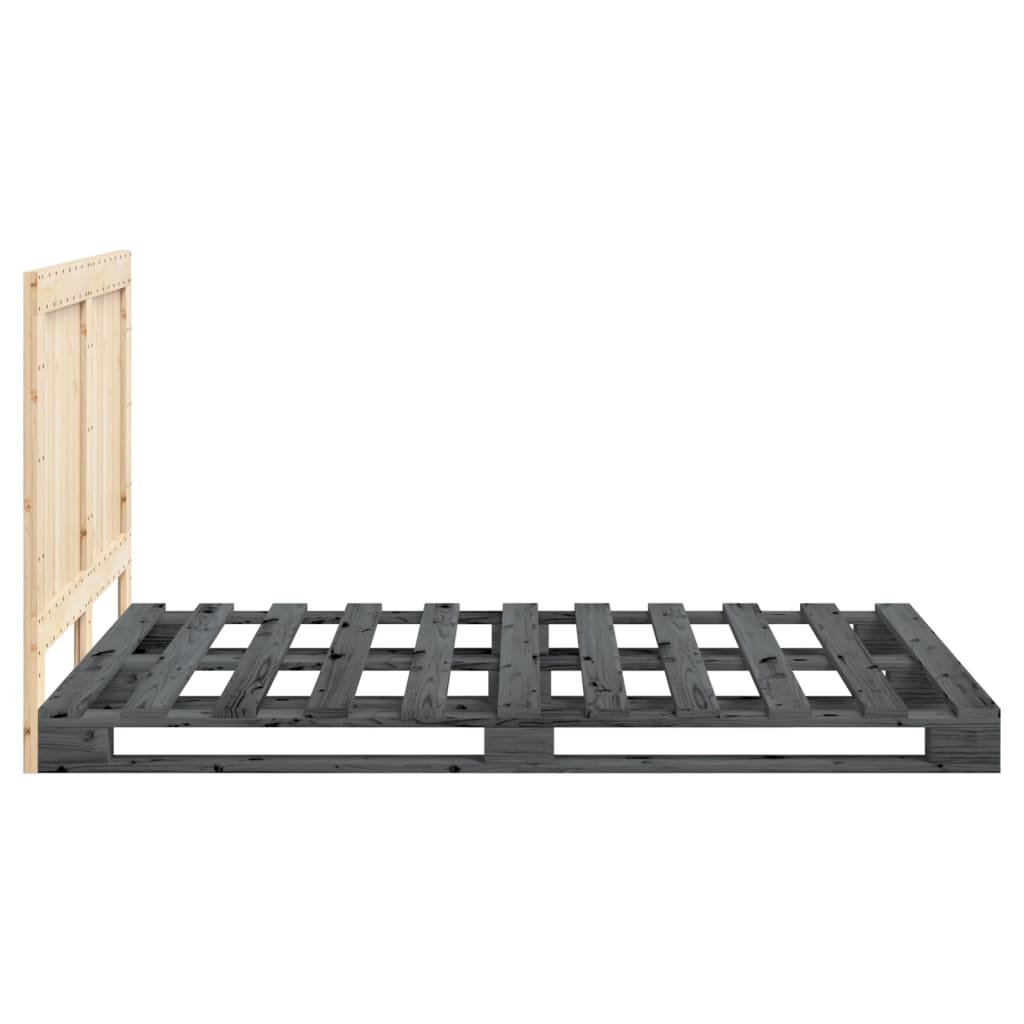 vidaXL Bed Frame | Grey | Solid pinewood | 140 x 200 cm | Bed Frame