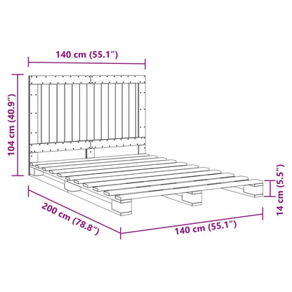 vidaXL Bed Frame | Grey | Solid pinewood | 140 x 200 cm | Bed Frame