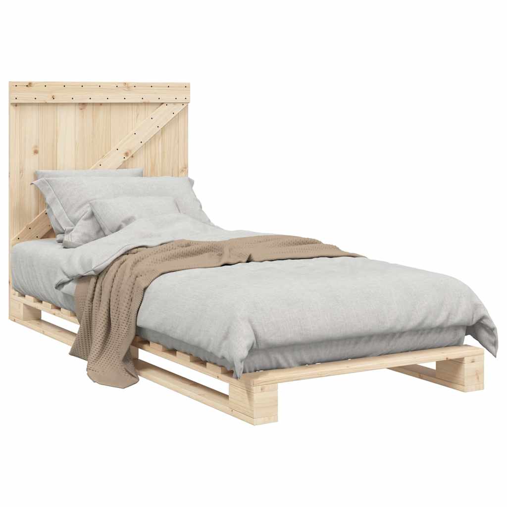 vidaXL Bed Frame | Natural Wood | Solid pinewood | Single | Durable | Bed Frame