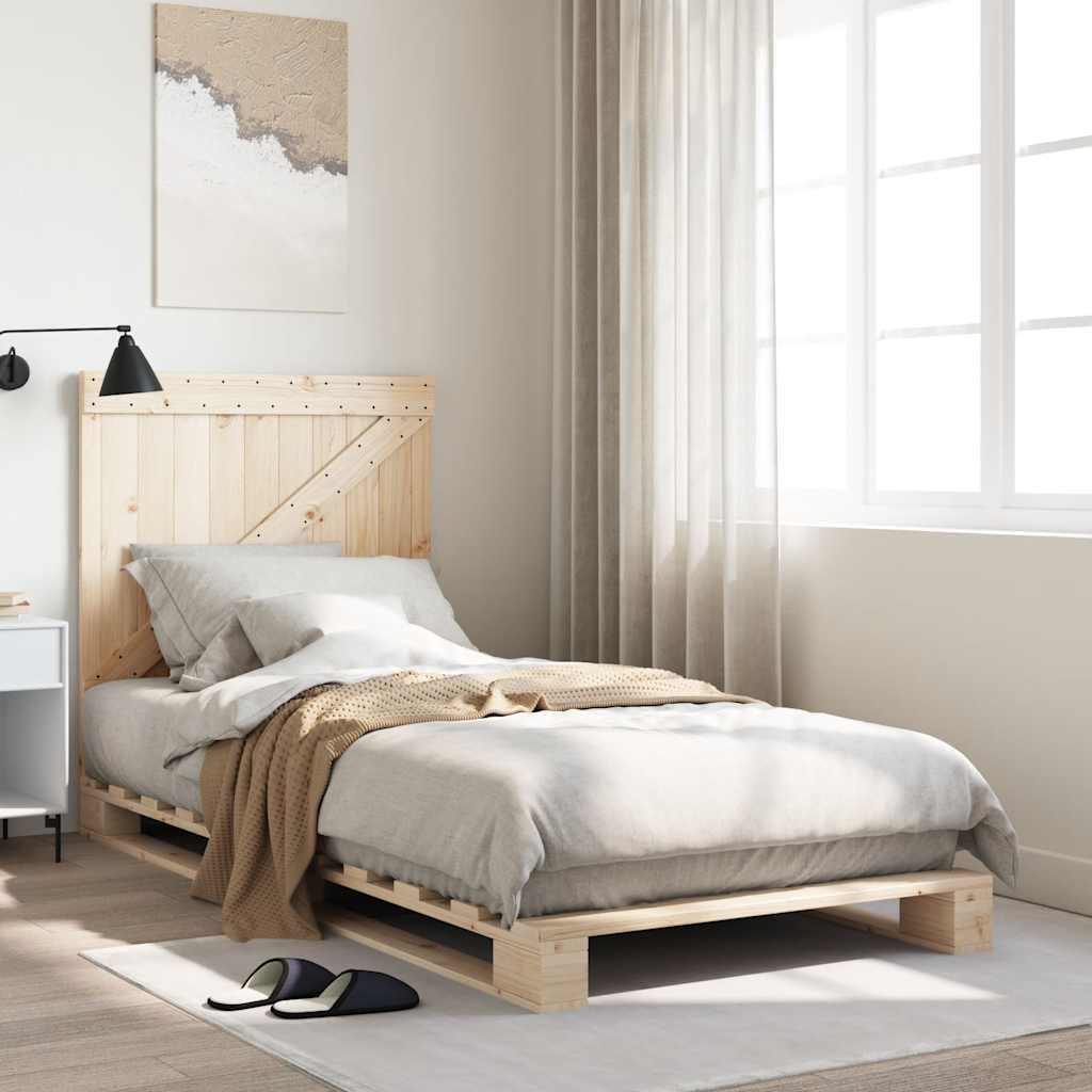 vidaXL Bed Frame | Natural Wood | Solid pinewood | Single | Durable | Bed Frame